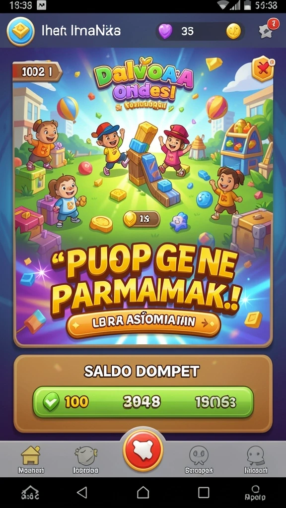 Tampilan awal permainan dengan menu yang menarik.