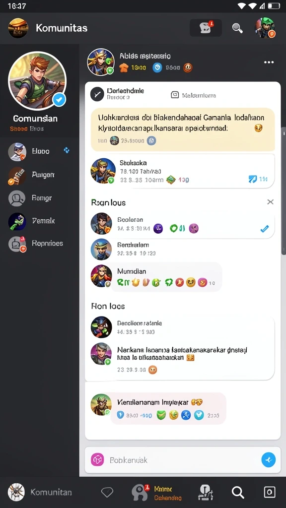 Contoh interaksi sosial dengan pemain lain.